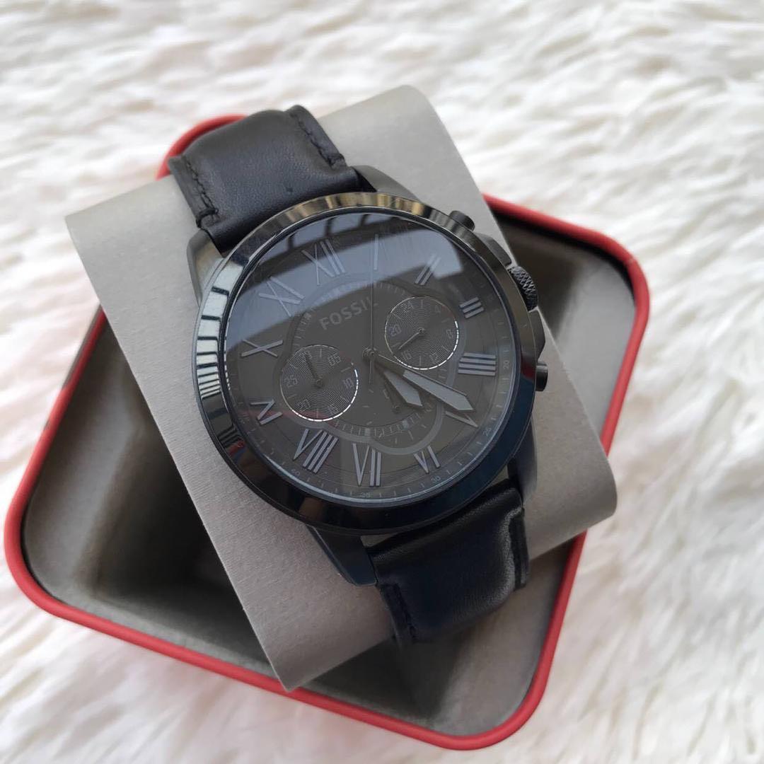 OFFER Fossil Original FS5132P GRANT CHRONOGRAPH BLACK LEATHER WATCH
