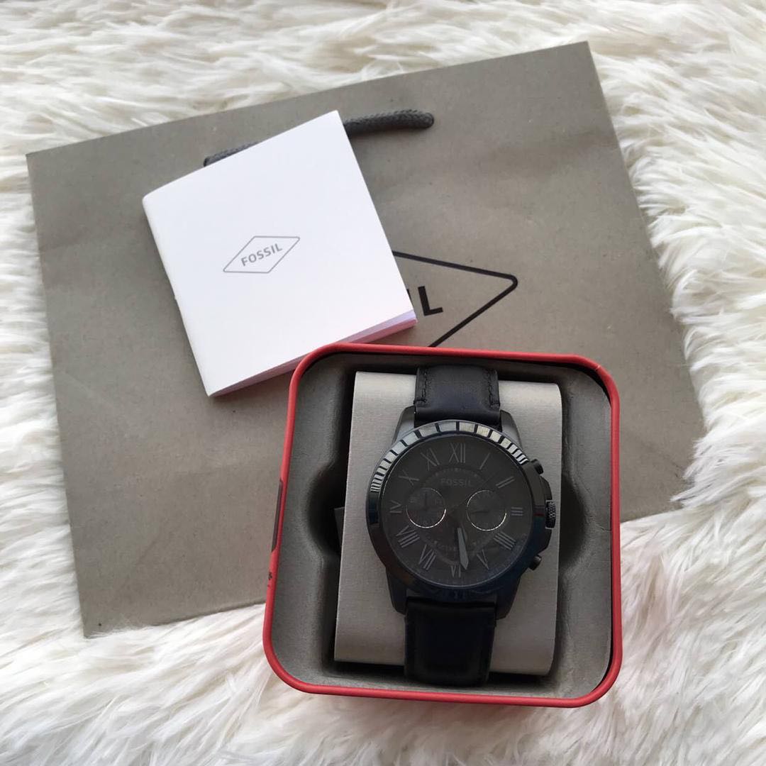 OFFER Fossil Original FS5132P GRANT CHRONOGRAPH BLACK LEATHER WATCH