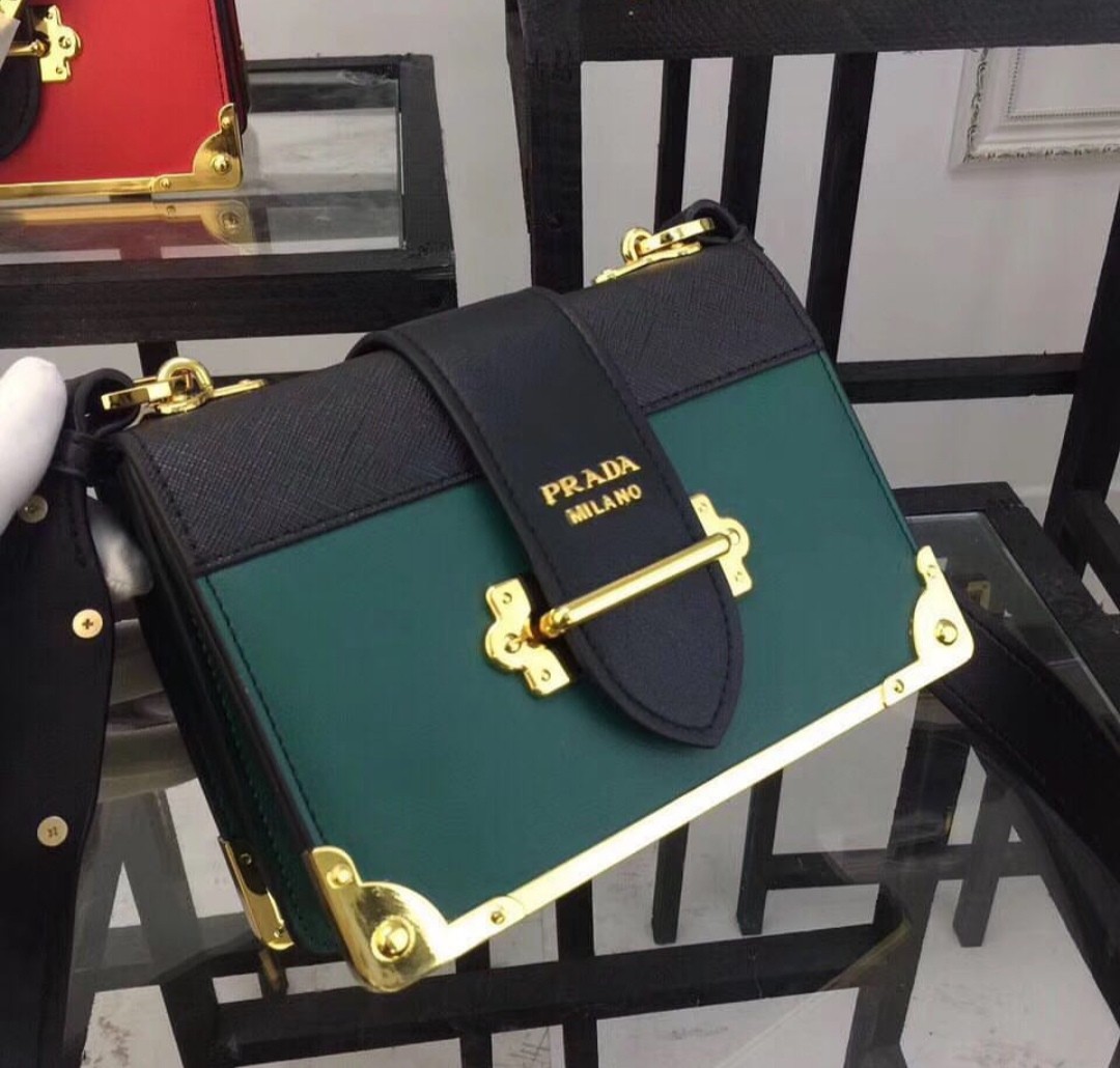 PRADA cahier leather green, Women's Fashion, Bags & Wallets, Cross-body ...