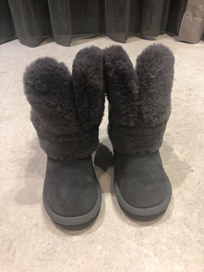 Preloved Kid Girl S Grey Fur Winter Boots For Sale Babies