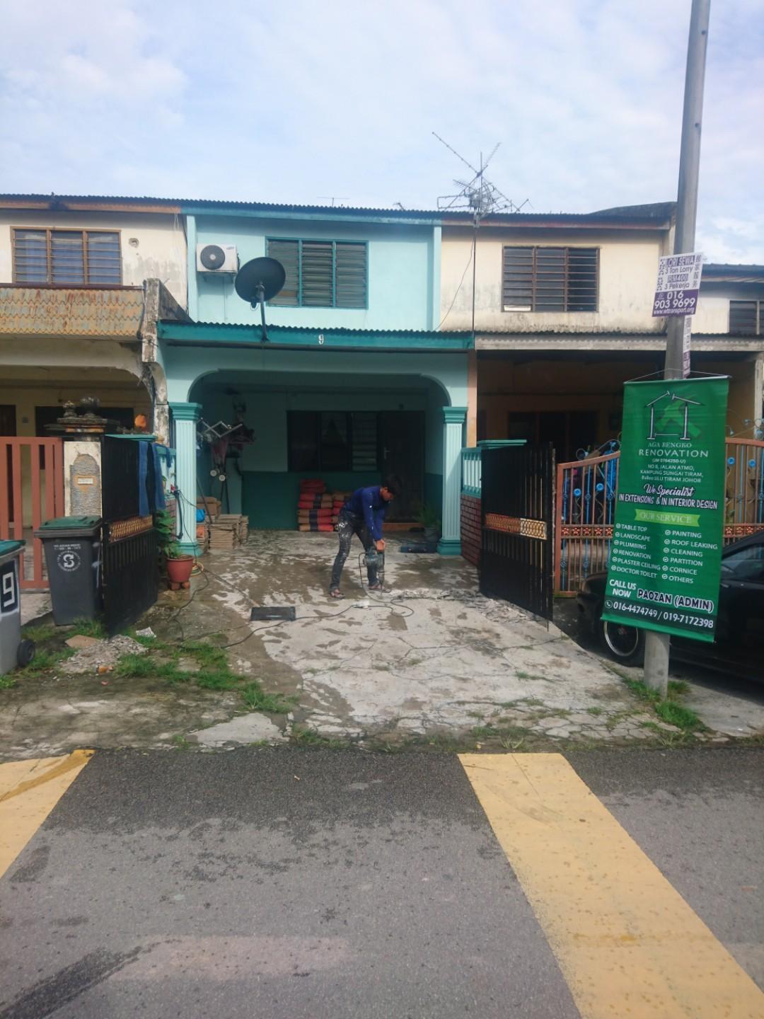 Renovation/ubahsuai rumah/tile car porch, Home u0026 Furniture, Home 