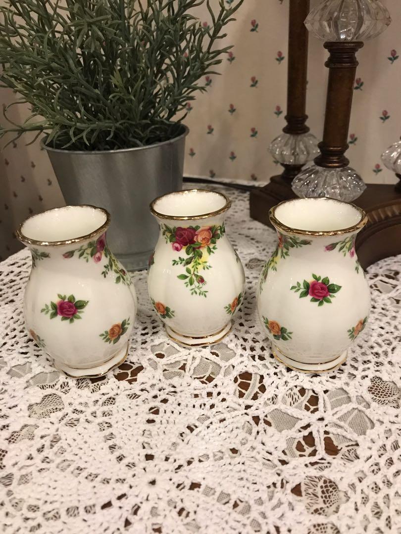 Royal Albert Old Country Roses Mini Vase X 3 Pcs Vintage