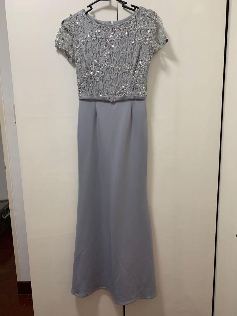 silver evening wear