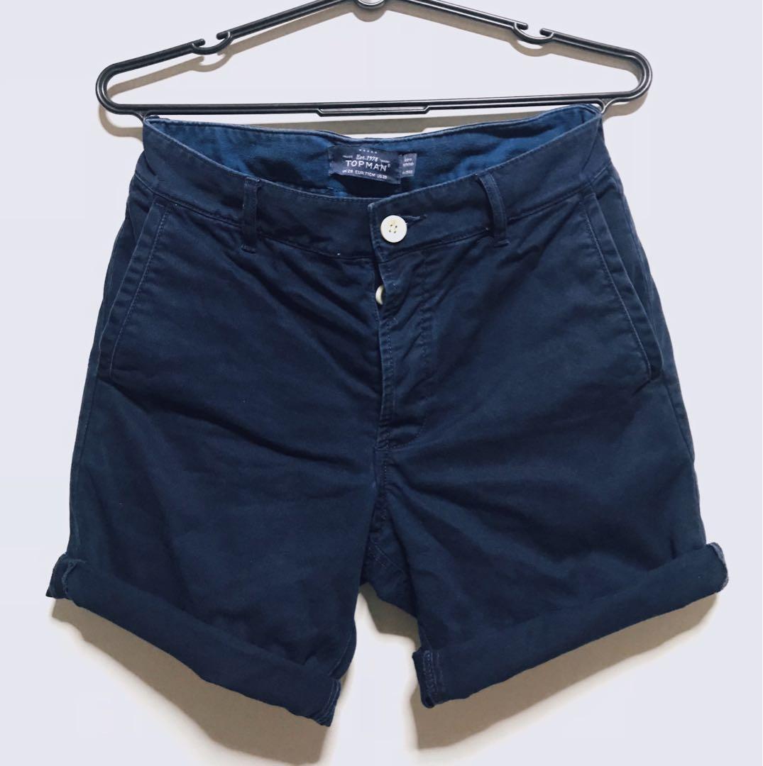 Topman's Navy Blue Chino Shorts, Men's 