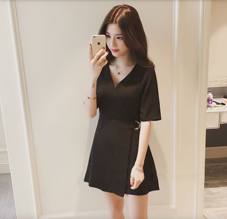 ulzzang black dress