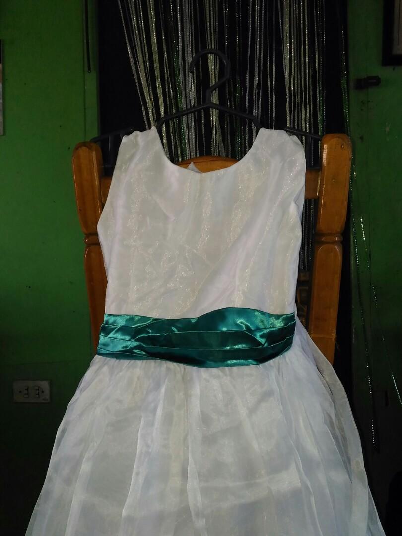 emerald green and white dress