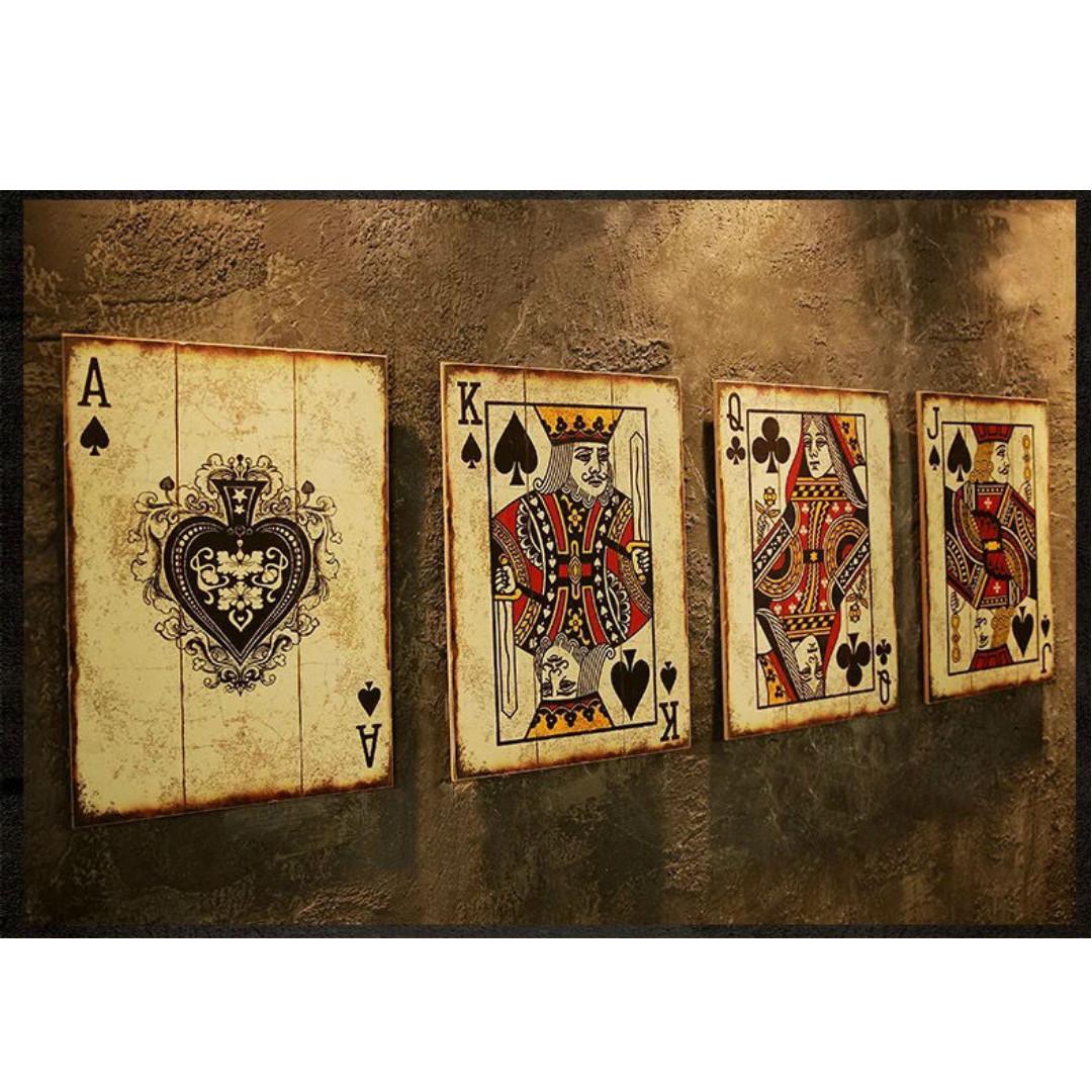 Wooden Vintage Poster Poker Fun Wall Decor Design Craft