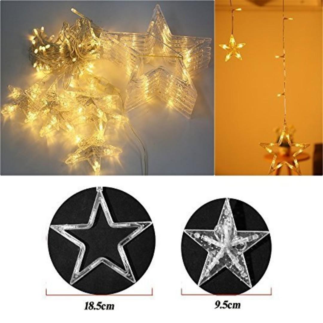 12 Stars Christmas Fairy Lights Curtain Led String Lights For Windows Outdoor Indoor Festival Decorations Warm White Electronics Others On Carousell