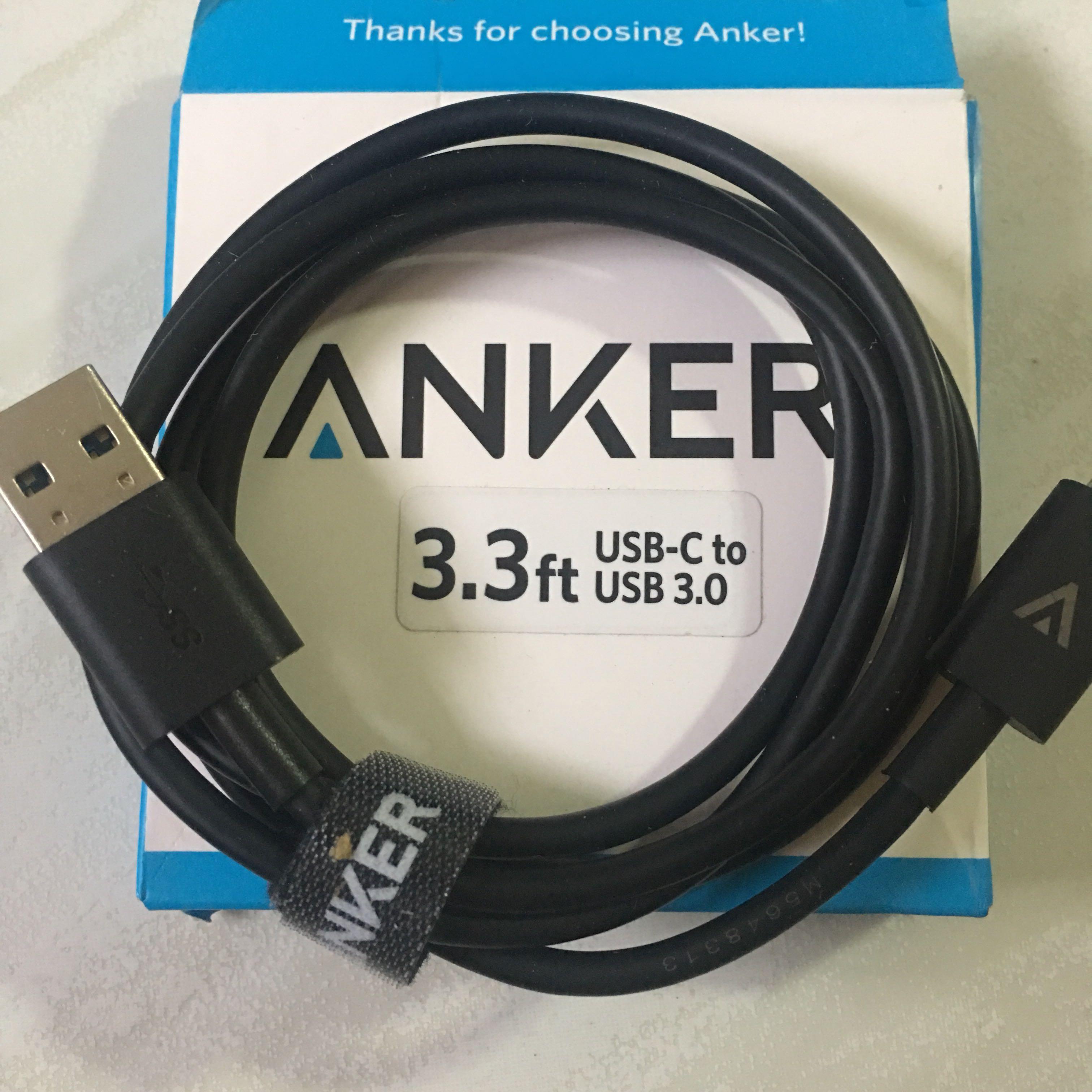 1m Anker Usb C To Usb 3 0 Cable 3 3ft Black Everything Else On Carousell