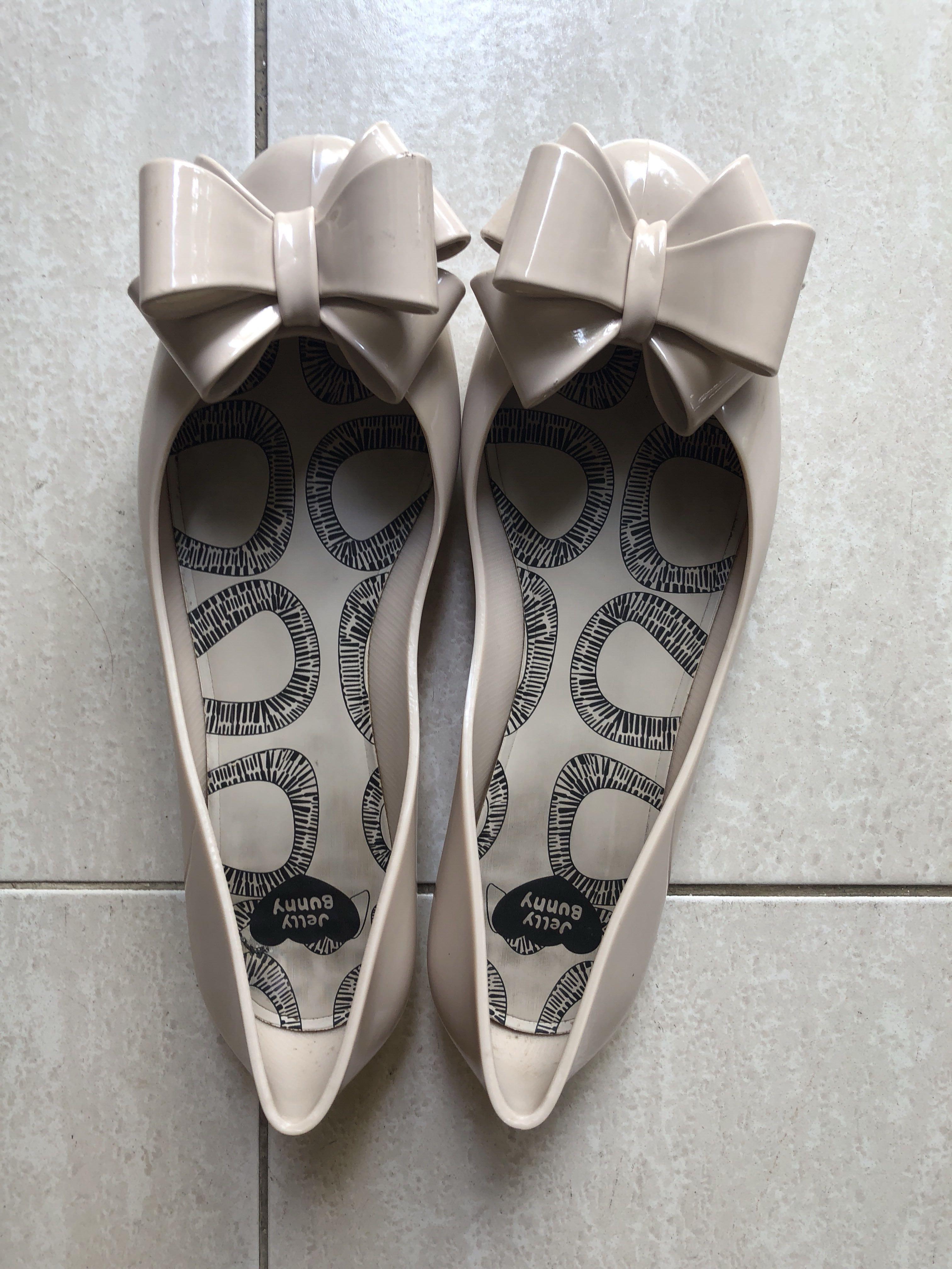 Authentic Jelly Bunny Nude Bow Flats 