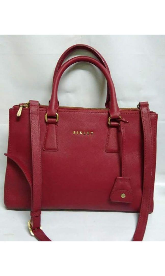 Authentic Sisley Two way Bag Tote red Women s Fashion Bags