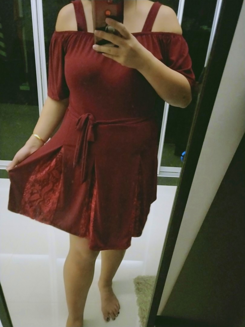 maroon plus size dress