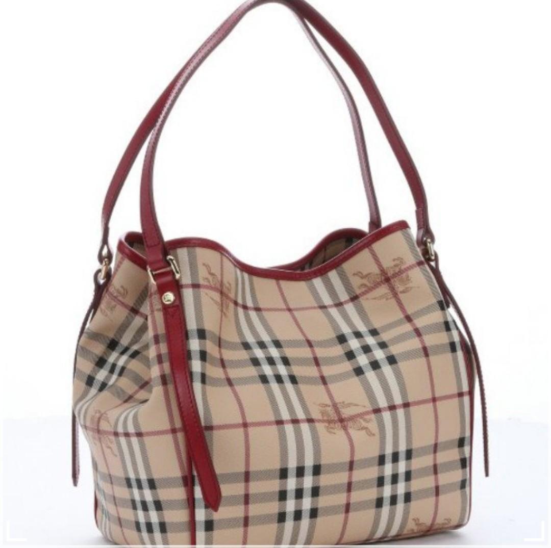 Burberry Red Tote Bag, Luxury, Bags 
