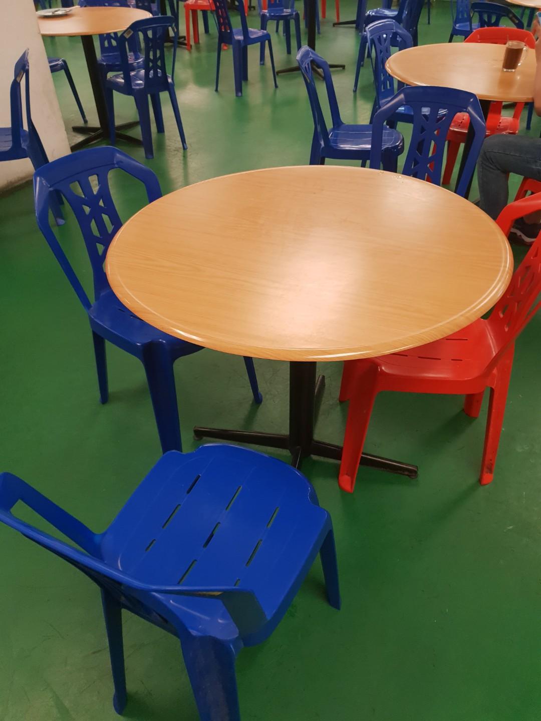 Canteen plastic chair & round table, Furniture & Home Living, Furniture