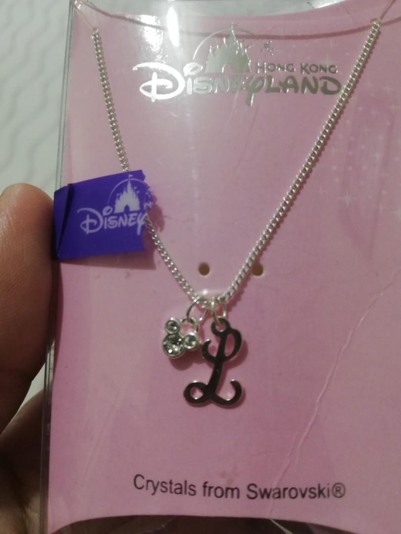 Disney mickey necklace letter L pendant 