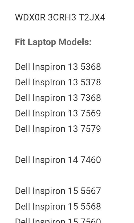Genuine Wdx0r T2jx4 Battery For Dell Inspiron 13 5368 7368 15 5567 5568 14 7460 Electronics Computers Others On Carousell