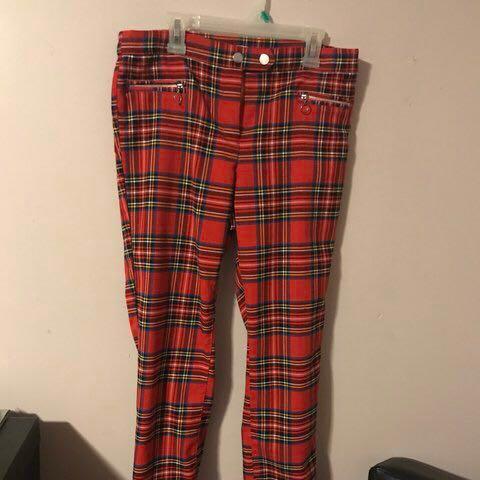 Red plaid pants womens h&m online