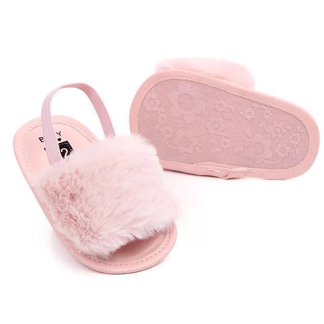 furry baby sandals