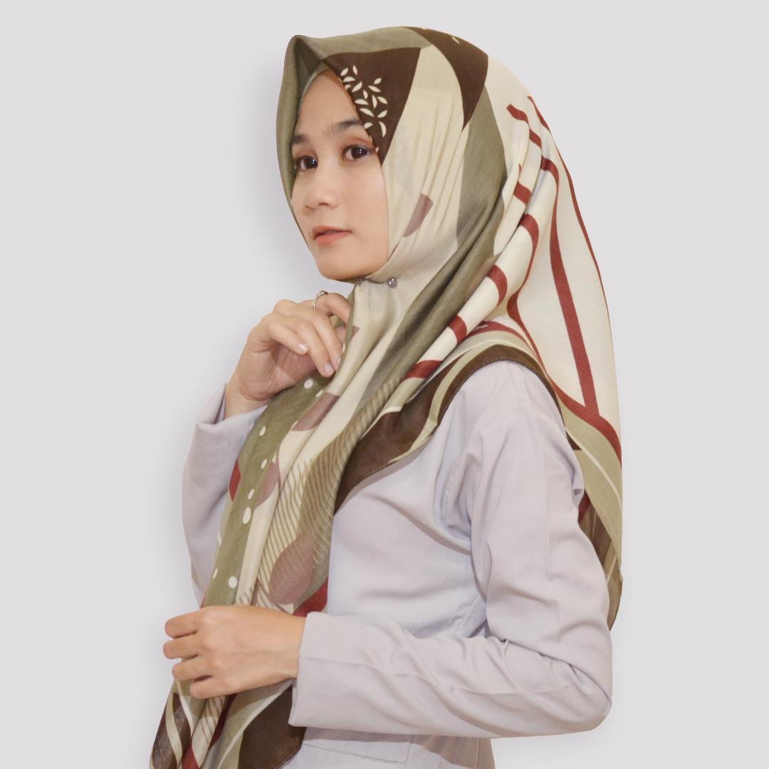 Jilbab Warna  Army  Segi Empat Hijab Casual