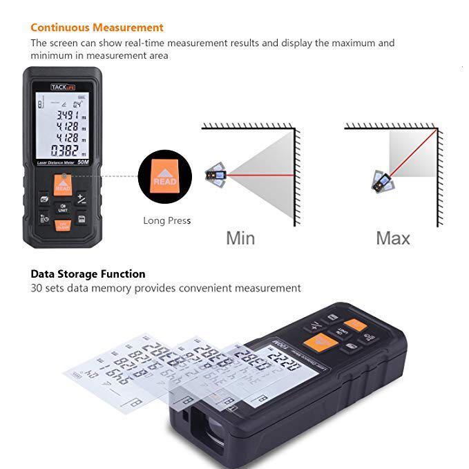 Laser Measure, Tacklife Laser Measure S3 50M, Larger Distance Meter