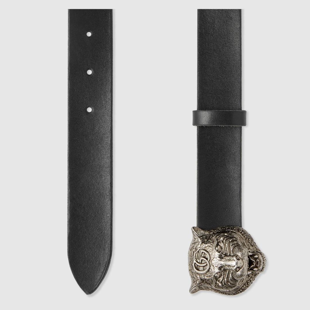 leather belt with feline head