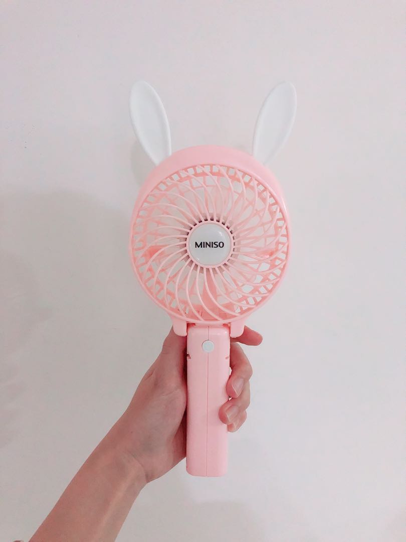 Miniso Pink Bunny Portable Fan, Furniture & Home Living, Lighting