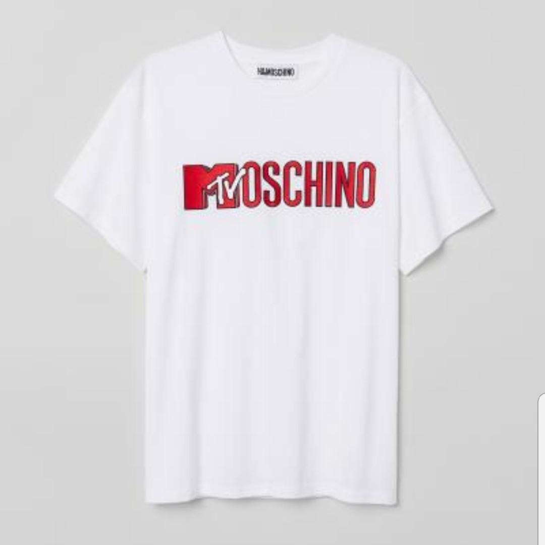 Moschino H M Hmoshino Logo TV Tee Tshirt White L Size Men s Fashion Tops Sets Tshirts Polo Shirts on Carousell