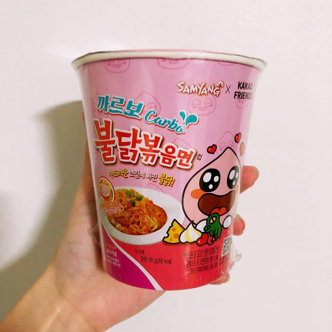Samyang X Kakao Friends Carbo Noodles Food Drinks Rice Noodles On Carousell This is samyang pink carbonara noodles cup but it's kakao friends apeach edition. sgd