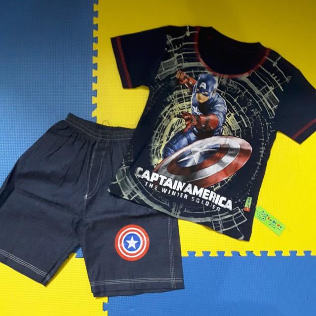 Set Kaos Celana Captain America Ukuran Untuk 3 5 Th Babies