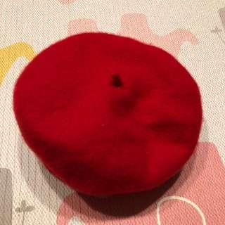 小女童韓版冬季超百搭貝蕾帽 - 正紅