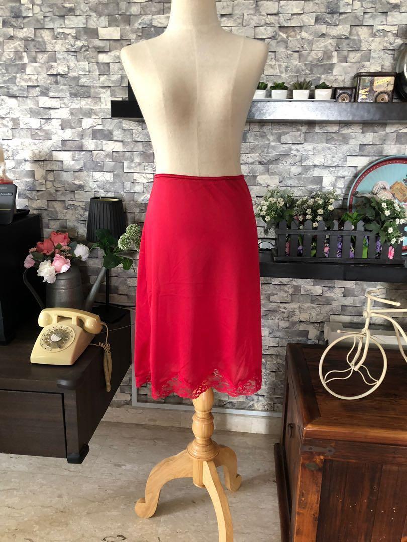 1960 s vintage red half slip XL petticoat