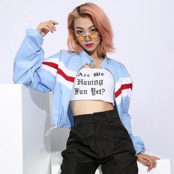 Red white and best sale blue cropped windbreaker
