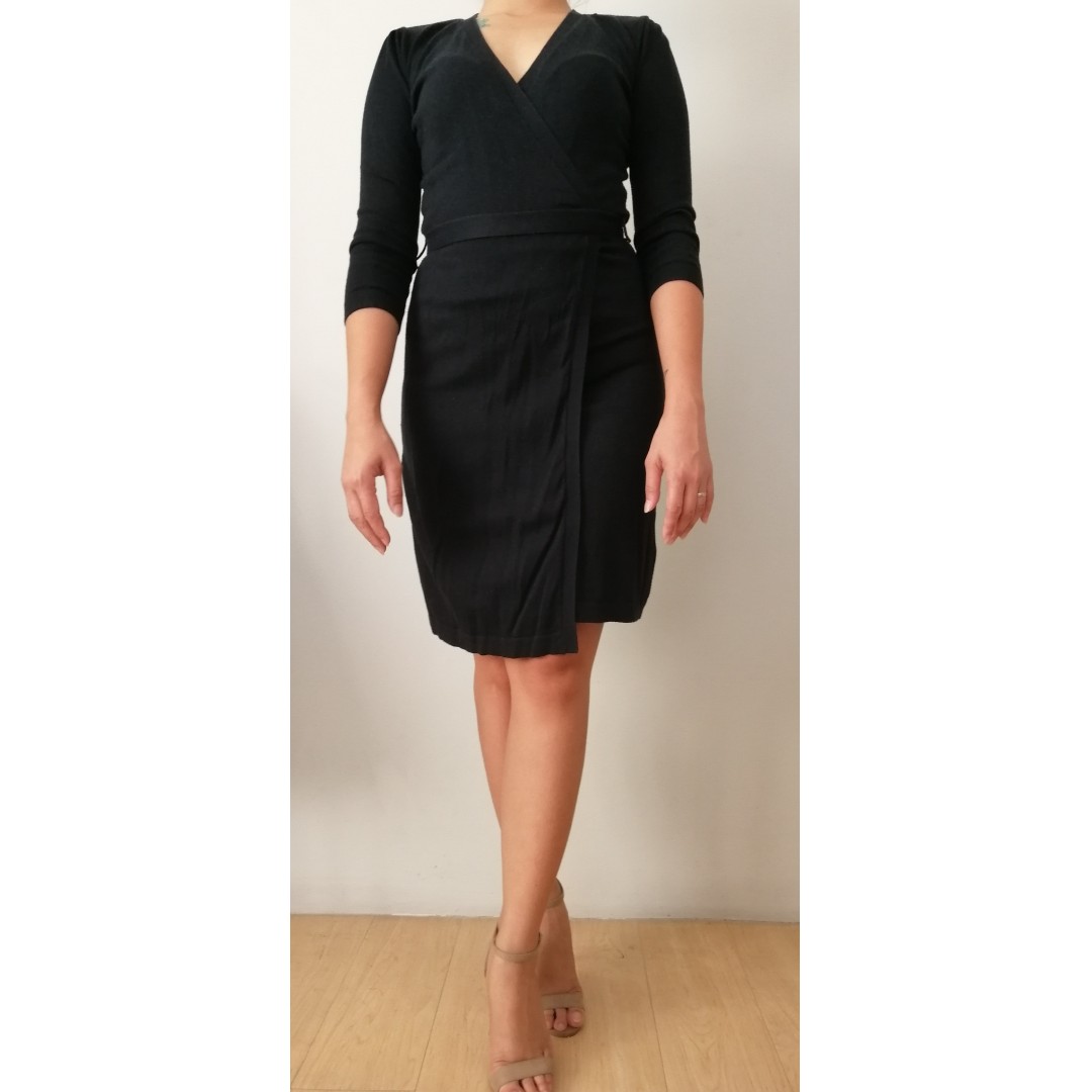 banana republic black wrap dress