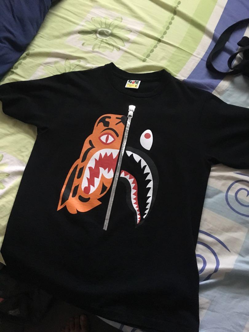 Bape half shark half hotsell tiger tee