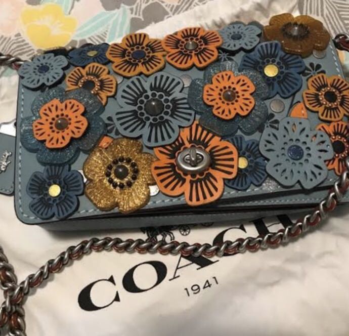 Coach dinky tea rose blue hot sale
