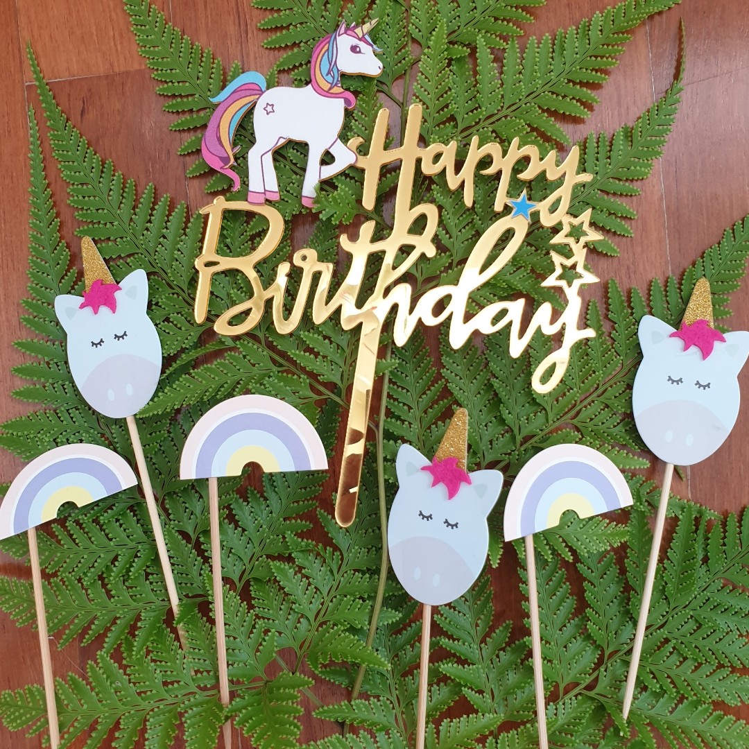 Happy Birthday Cake Topper With Unicorn Horse Design Design Craft