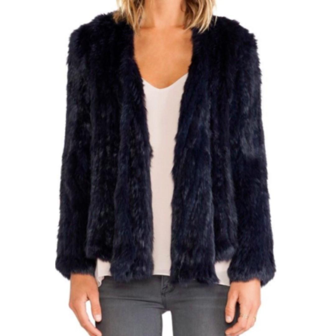Nicholas Genuine Rabbit Fur Jacket in Navy Size 8 10 RRP 800 Women s Fashion Clothes on Carousell