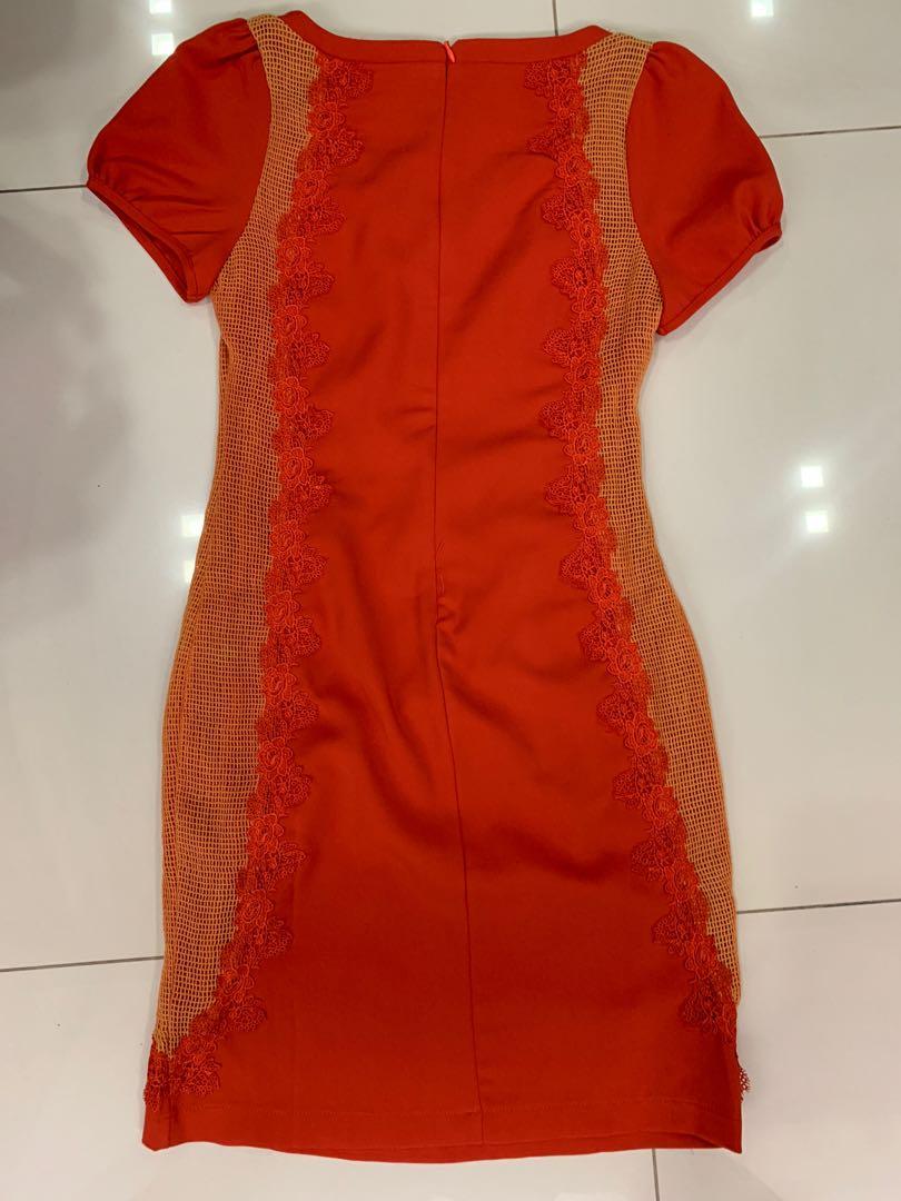 orangey red dress