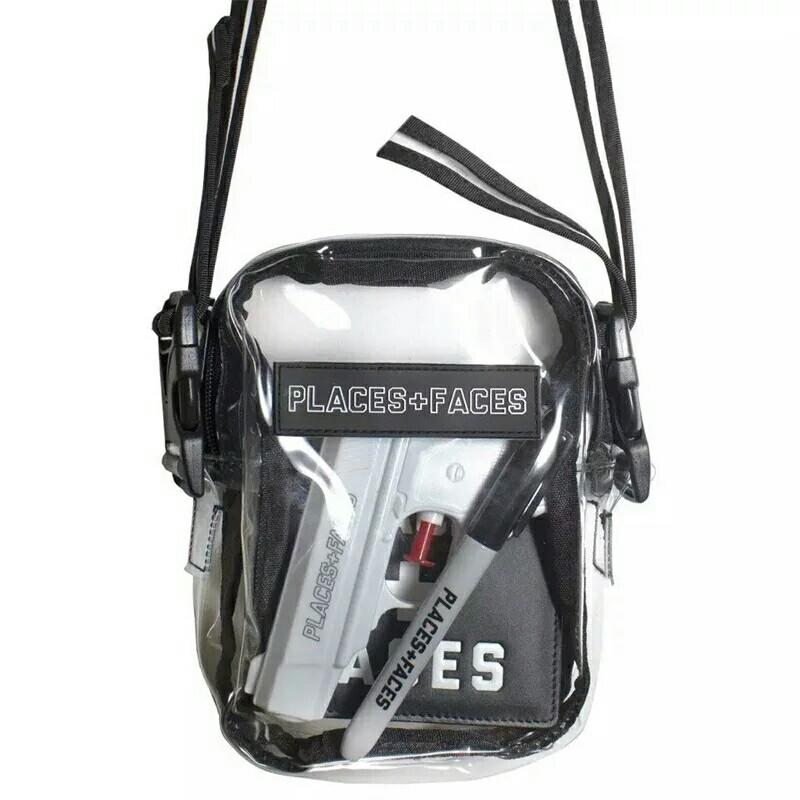 Places and outlet faces transparent bag