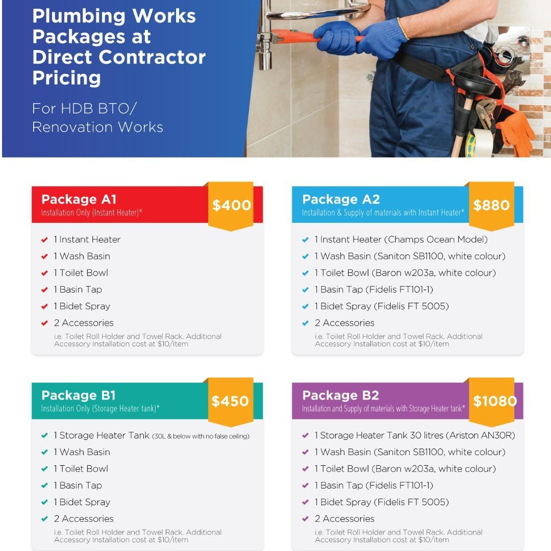 Plumbing Works Packages Renovation Works Hdb Bto Promotion Home Services Home Repairs On Carousell