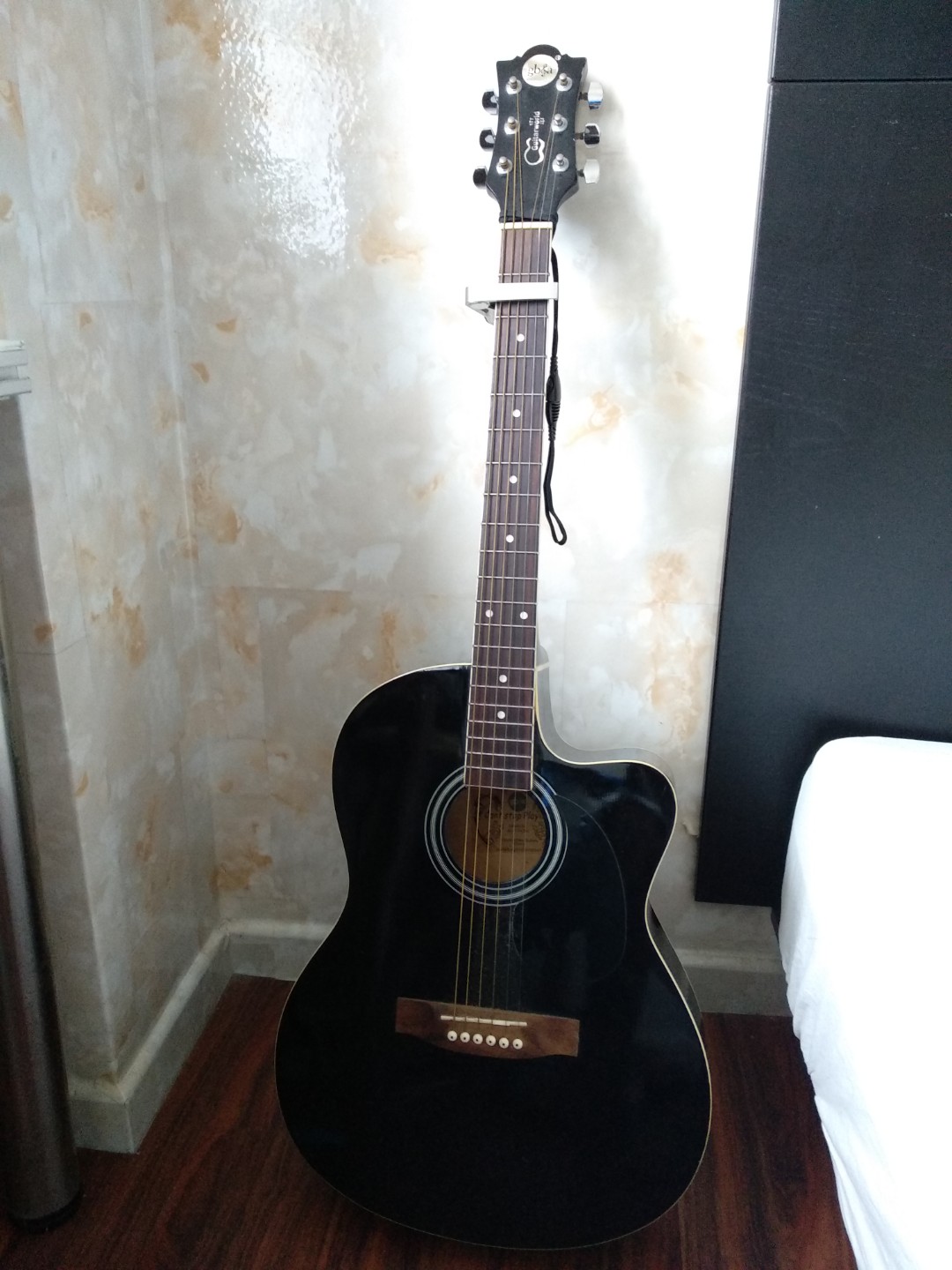 Pre loved black acoustic guitar by GB A