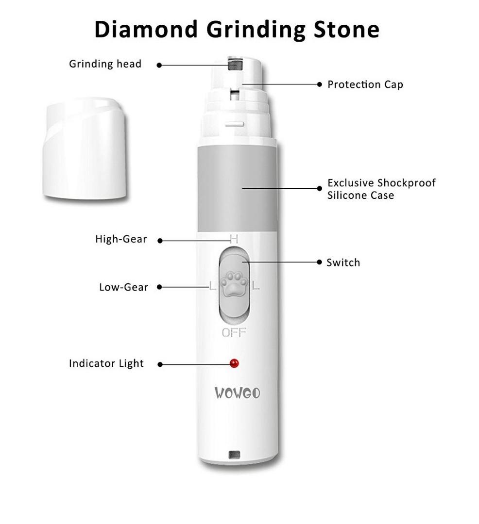 Wowgo Dog Nail Grinder Upgraded Rechargeable Pet Nail