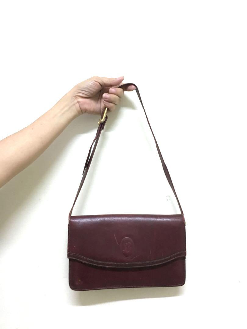 Bonia Vintage Sling Bag Genuine Full Leather
