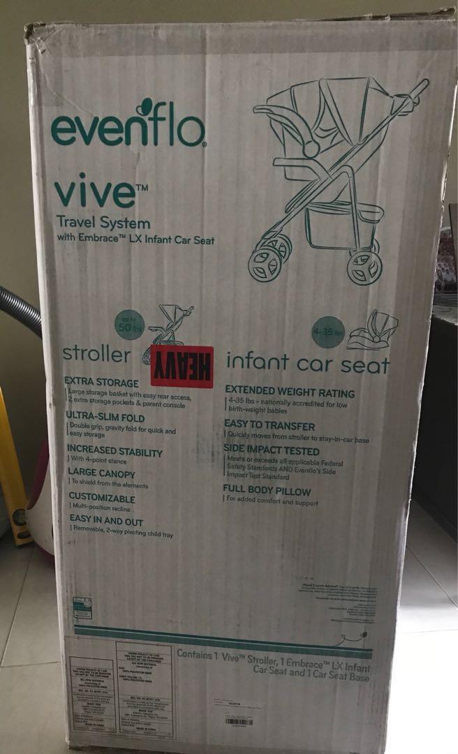 evenflo vive travel system with embrace lx infant car seat