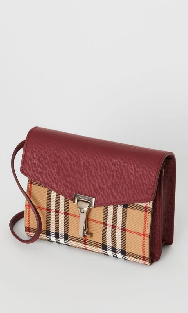 mini leather and vintage check crossbody bag