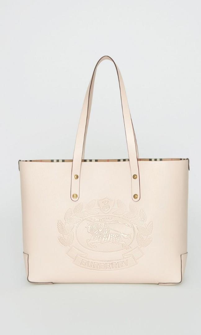burberry small embossed crest leather tote