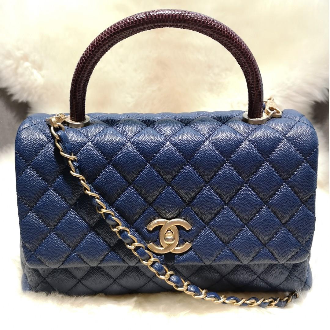 chanel coco handle lizard handle