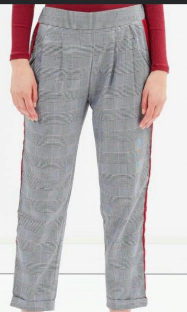 Plaid cotton pants clearance