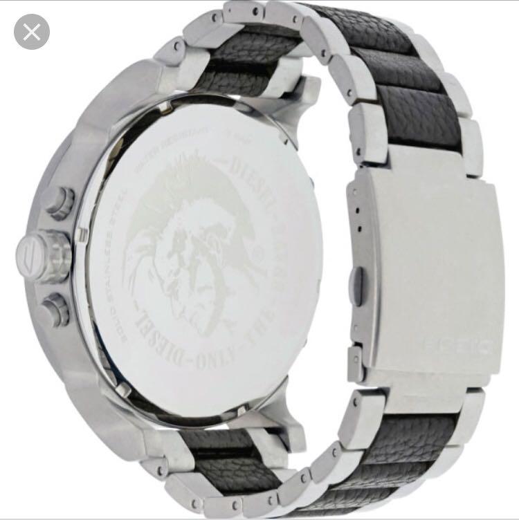 Diesel Mr. Daddy 2.0 Black Dial Stainless Steel and Black Leather