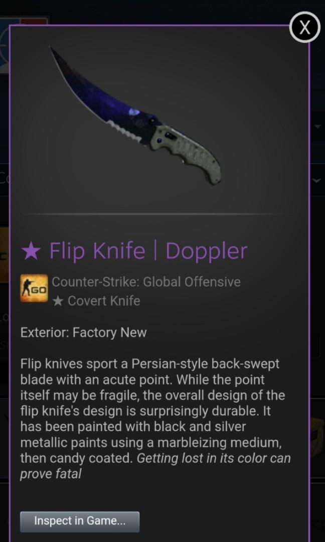 Fn Flip Knife Doppler Phase 3 Toys Games Video Gaming In Game Products On Carousell